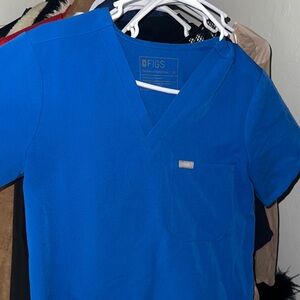 Figs Royal Blue V-Neck Scrub Top